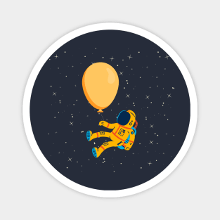 Astronaut hanging on a balloon in space Magnet